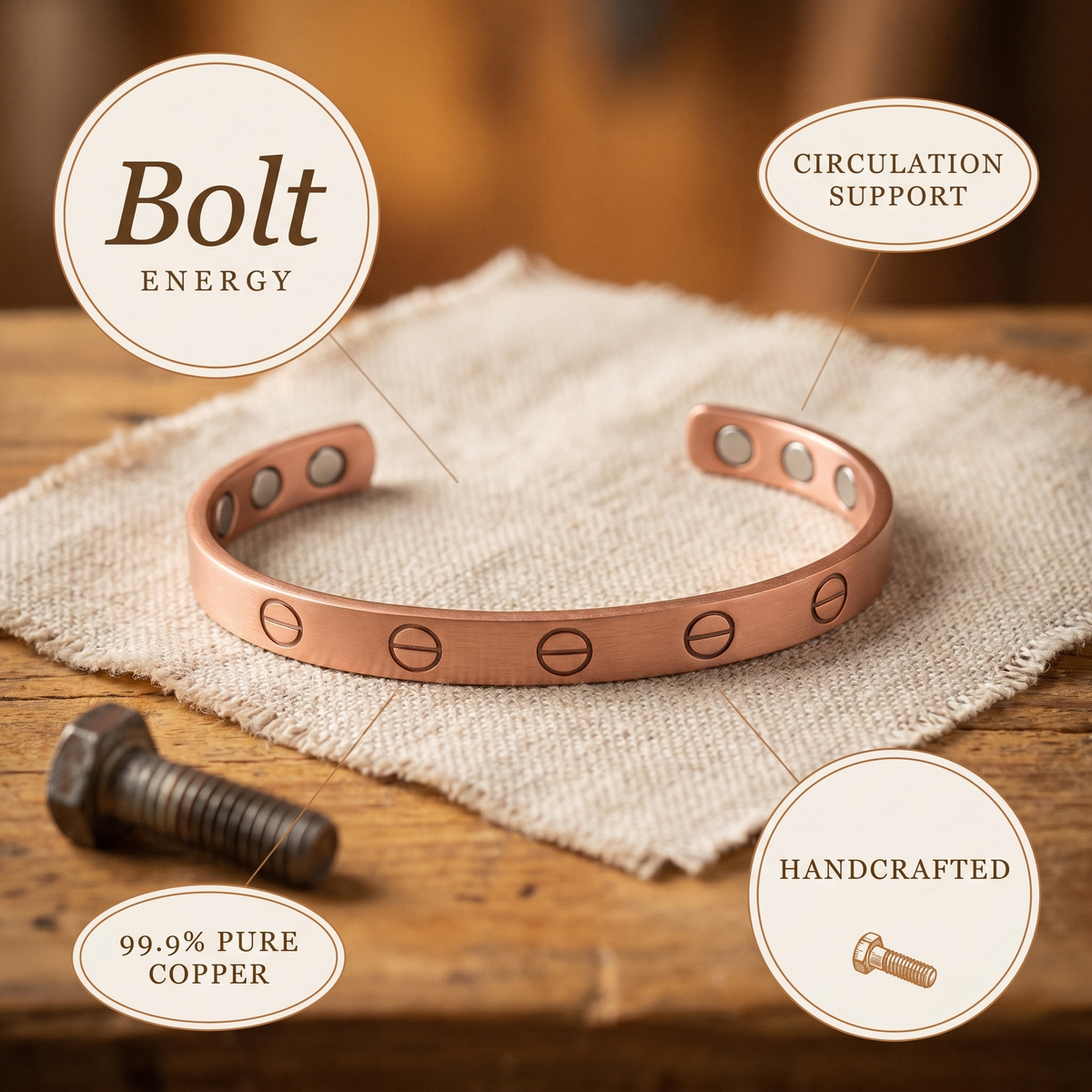 Helen's Bolt Copper Bracelet