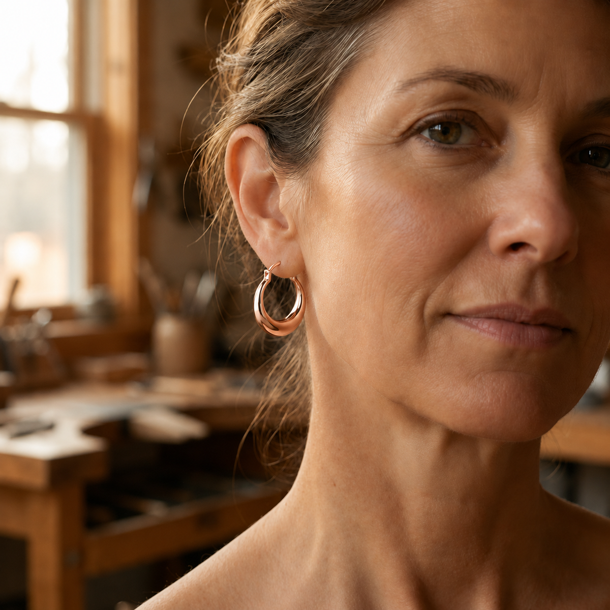 Helen's Hoop Copper Earrings