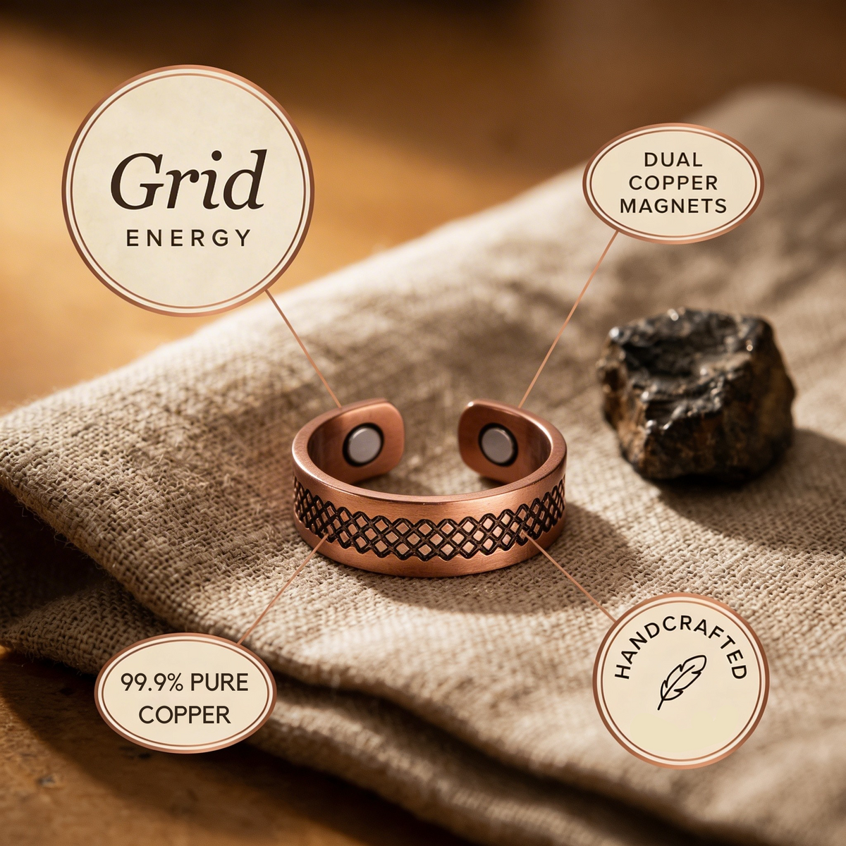 Helen's Grid Copper Ring
