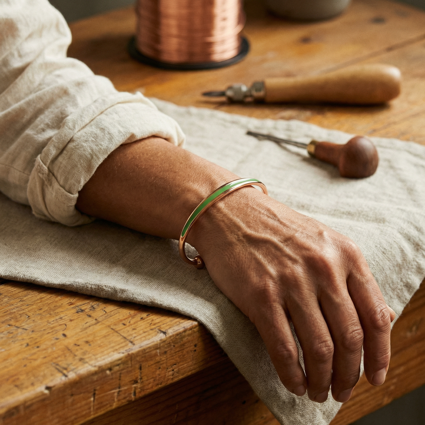 Helen's Jade Copper Bracelet