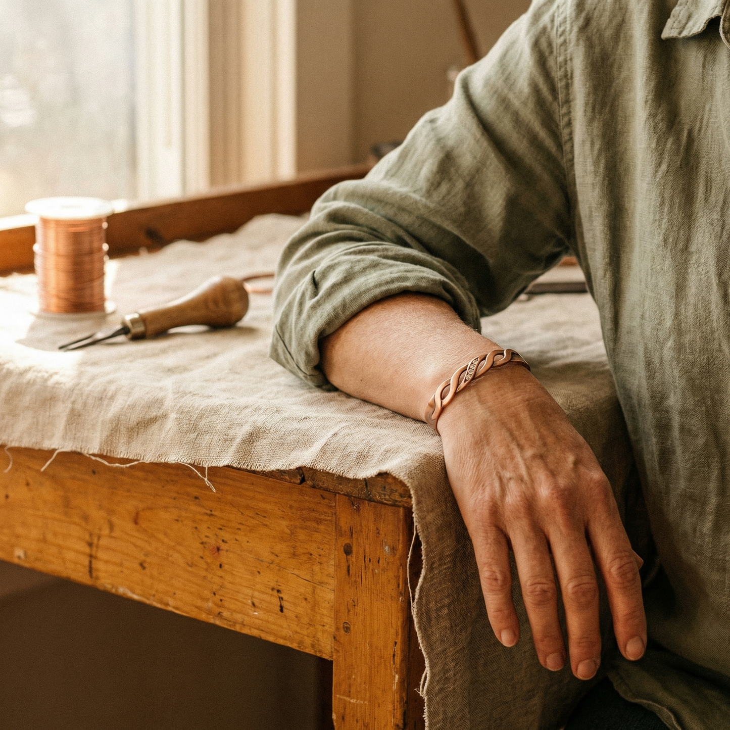 Helen's Seam Copper Bracelet