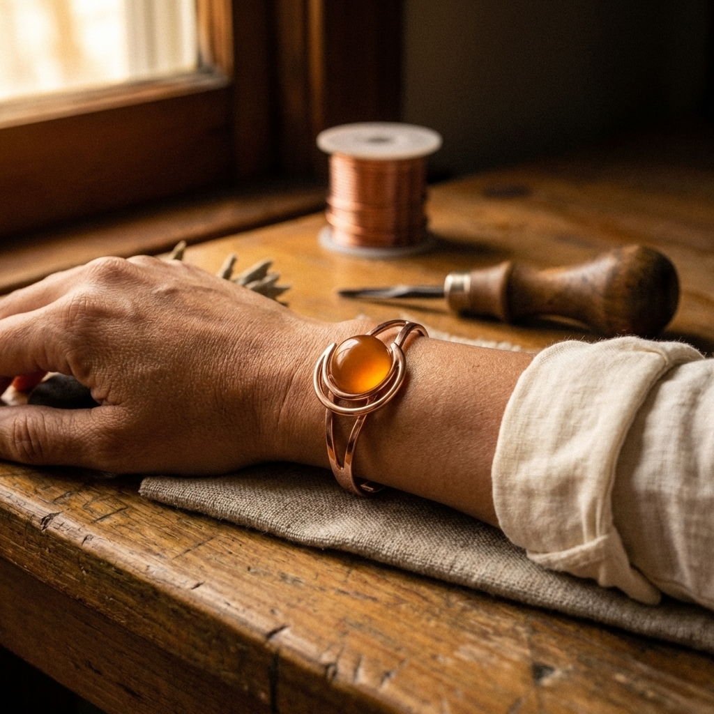 Helen's Sphere Orange Copper Bracelet