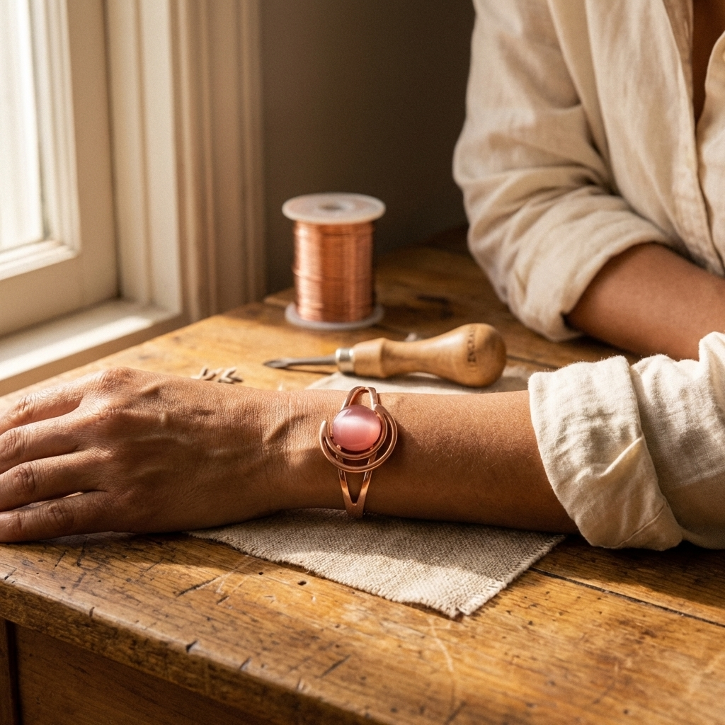 Helen's Sphere Pink Copper Bracelet