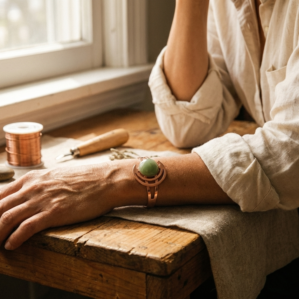 Helen's Sphere Green Copper Bracelet