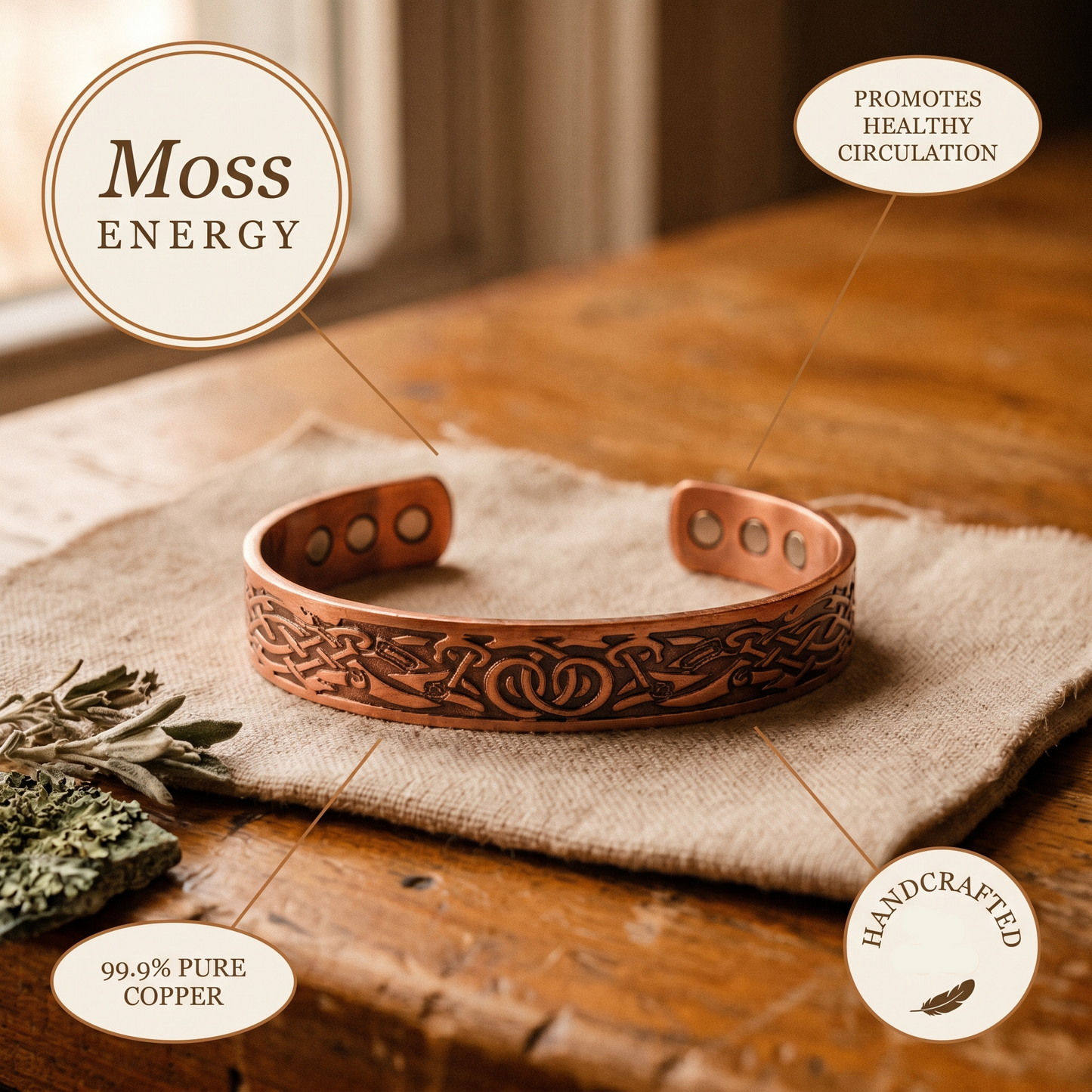 Helen's Moss Copper Bracelet