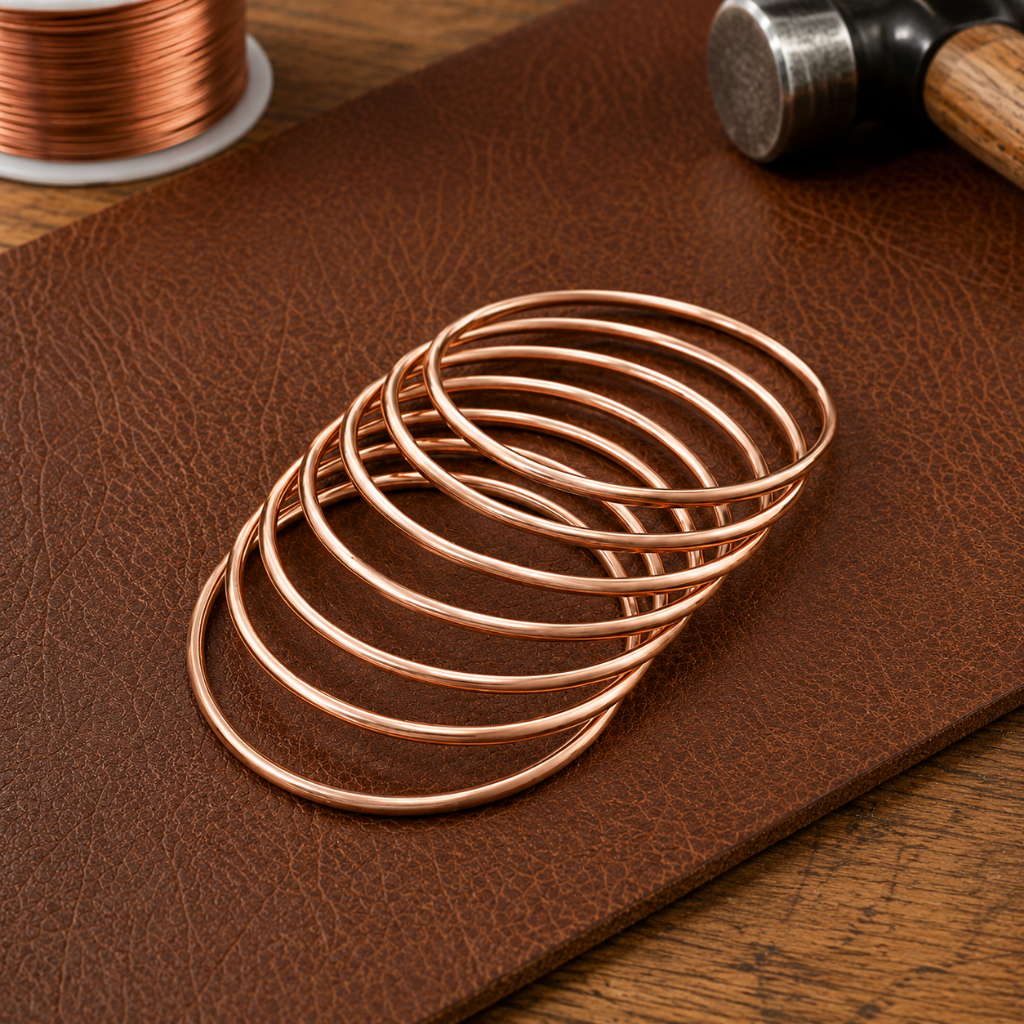 Helen's Plain Copper Bangle Set