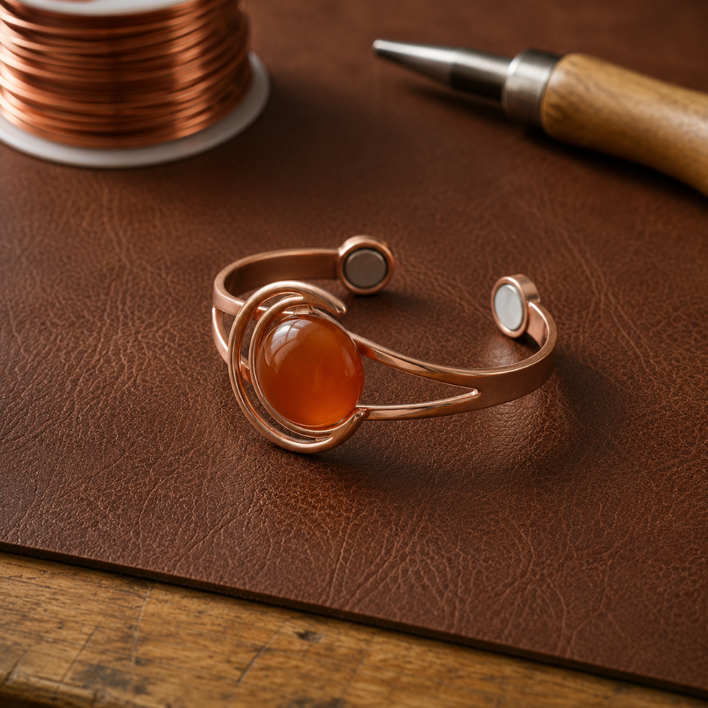 Helen's Sphere Orange Copper Bracelet